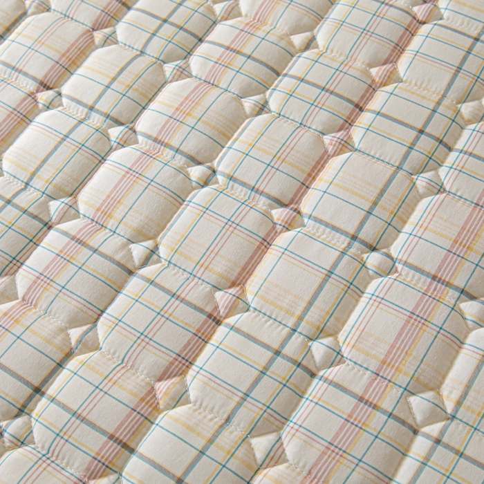 91家纺网 家纺一手货源 找家纺 鑫钰 2024新款无印风水洗棉水洗亲肤大豆夹棉床笠-简格 简格-格调黄