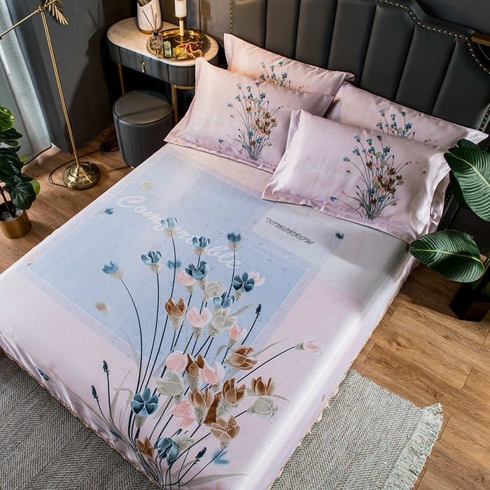 91家纺网 家纺一手货源 找家纺 大境 2024新款900d窝蜂冰丝凉席三件套 密语芬芳