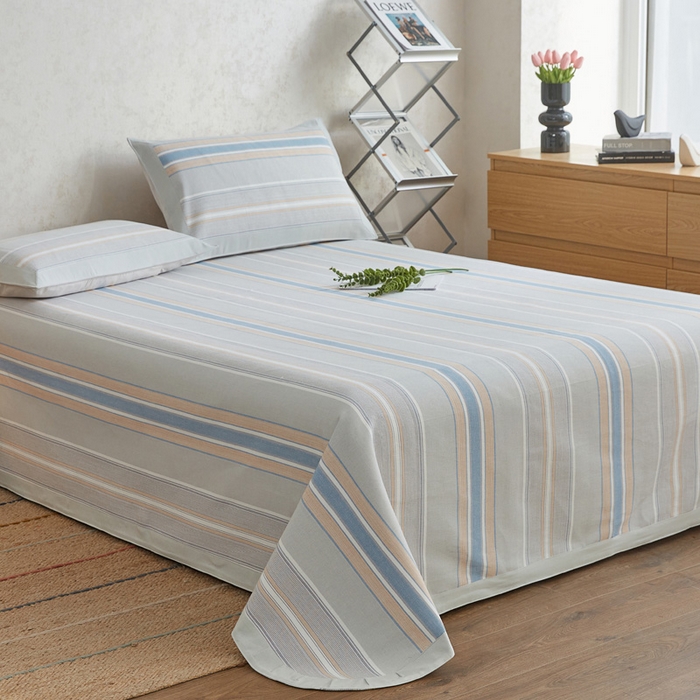 91家纺网 家纺一手货源 找家纺 金泰莱 2025新款加厚老粗布凉席三件套全棉老粗布床单纯棉床单软凉席 扶风