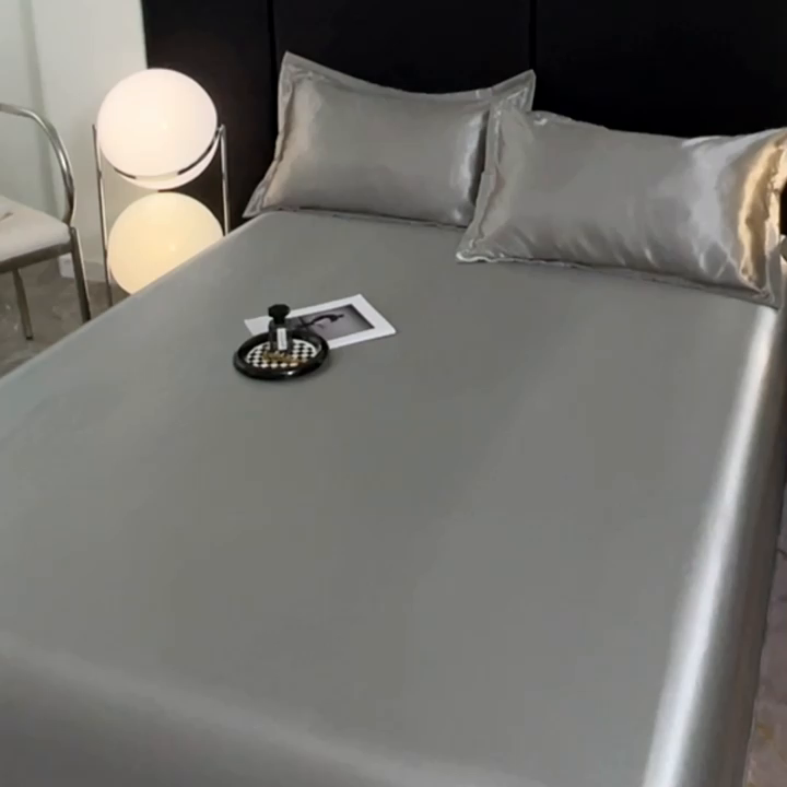 91家纺网 家纺一手货源 找家纺 梦舒羽 2025新款可水洗冰丝床垫保护套床笠三件套 典雅灰