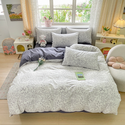 芊寻家居 2024新款全棉13372花卉系列四件套 淡雅