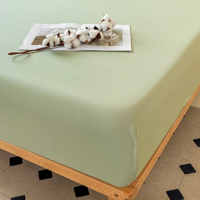 91家纺网 家纺一手货源 找家纺 寐眠 2024新款全棉水洗棉床单床笠单品-单床笠 豆绿