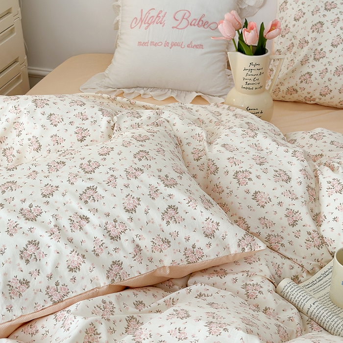 91家纺网 家纺一手货源 找家纺 昔可家纺 2024新款全棉春日复古印花四件套 杜乐丽花境