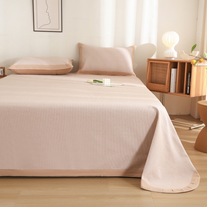 91家纺网 家纺一手货源 找家纺 金泰莱 2025新款加厚老粗布凉席三件套全棉老粗布床单纯棉床单软凉席 花溪