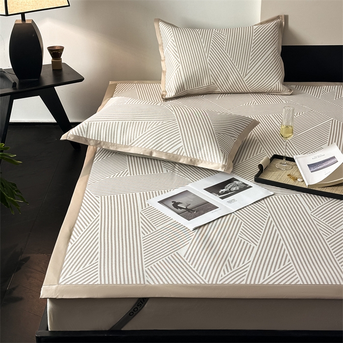 91家纺网 家纺一手货源 找家纺 三味舒屋 2025新款抗菌防螨900D高端养生冰藤席--马汀系列 马汀咖床席