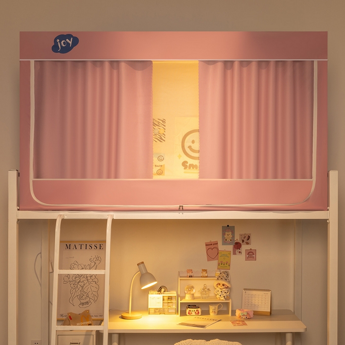 91家纺网 家纺一手货源 找家纺 新太阳 2025新款涂层纯色学生床帘款遮光蚊帐 涂层粉色