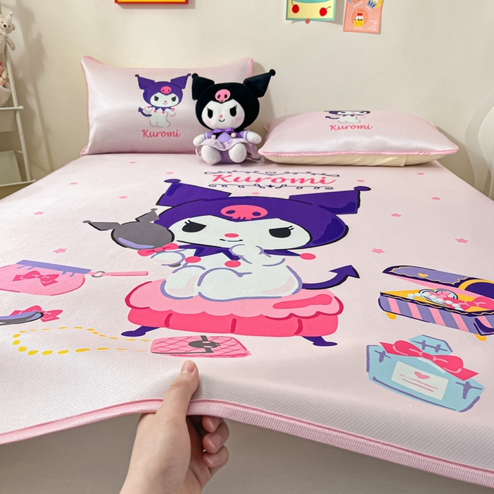 91家纺网 家纺一手货源 找家纺 博雅 2024新款三丽鸥凉感丝凉席夏被套件 大版-时尚库洛米