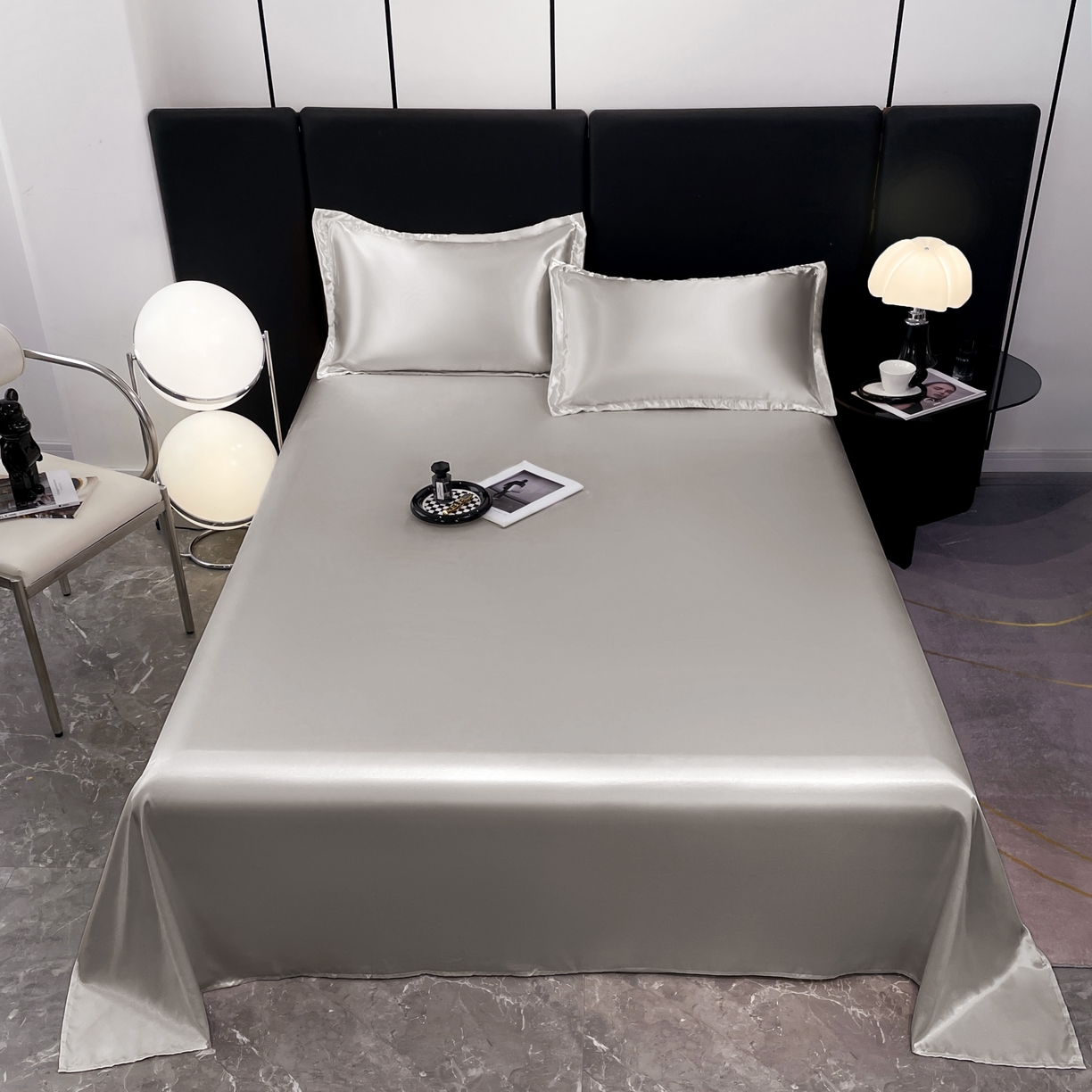 91家纺网 家纺一手货源 找家纺 梦舒羽 2025新款可水洗冰丝床垫保护罩防尘床单三件套 典雅灰