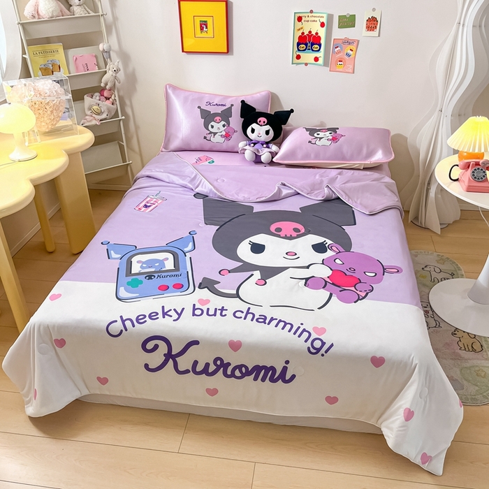 91家纺网 家纺一手货源 找家纺 博雅 2024新款三丽鸥凉感丝凉席夏被套件 大版-游戏库洛米