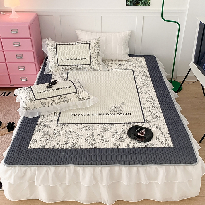 91家纺网 家纺一手货源 找家纺 昔可家纺 2024新款床裙款乳胶席 夏奈花园