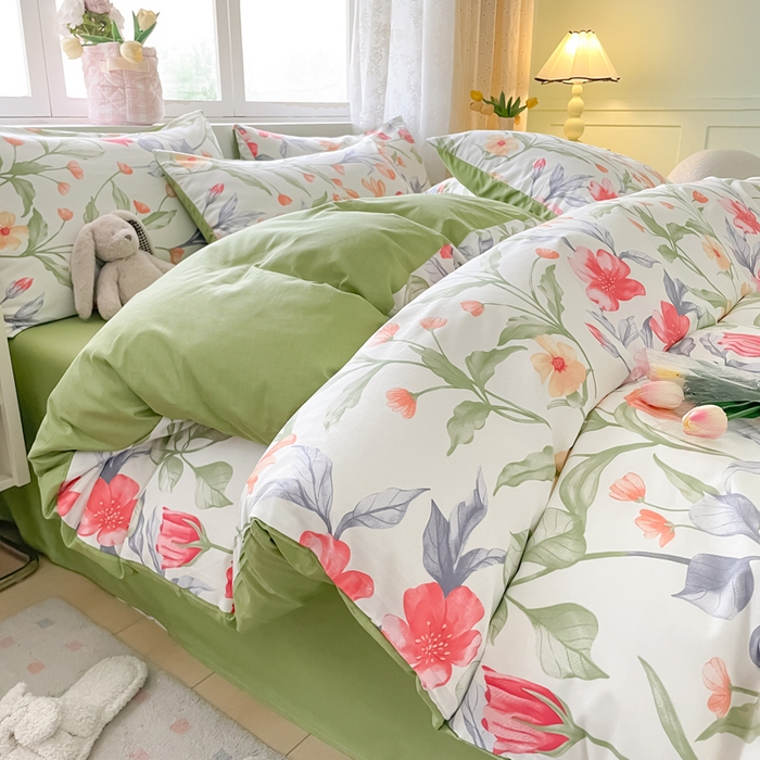 91家纺网 家纺一手货源 找家纺 芊寻家居 2024新款全棉13372花卉系列四件套 朵菲