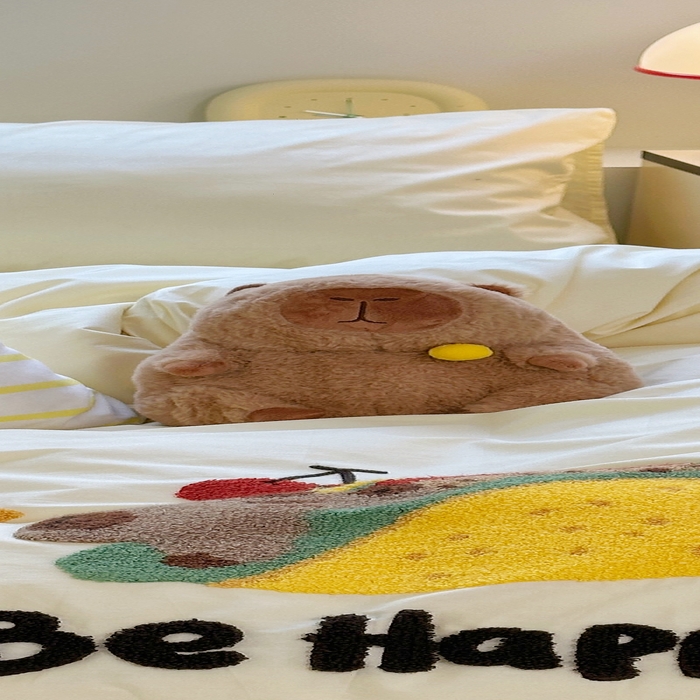 91家纺网 家纺一手货源 找家纺 澳萝拉 2024新款纯棉毛巾绣卡通四件套 坦克巴拉