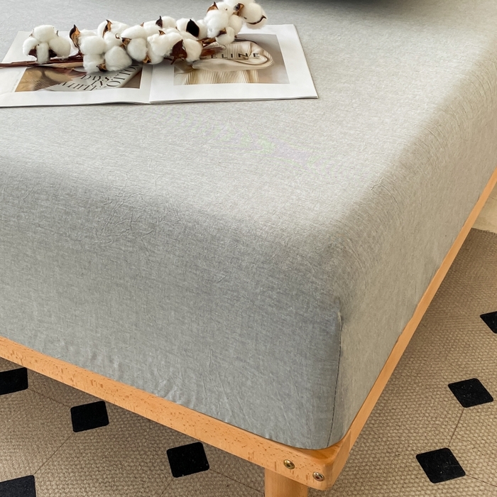 91家纺网 家纺一手货源 找家纺 寐眠 2024新款全棉水洗棉床单床笠单品-单床笠 冷灰