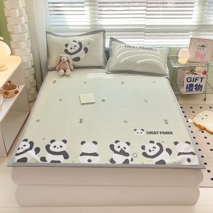 91家纺网 家纺一手货源 找家纺 川悦生活 2024新款碳光冰丝席 波吉熊猫