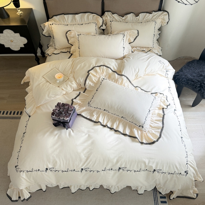 91家纺网 家纺一手货源 找家纺 （总）亲亲公主 2025新款全棉法式绣花四件套-玫瑰爱情