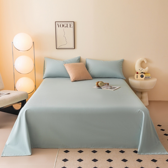 91家纺网 家纺一手货源 找家纺 寐眠 2024新款全棉水洗棉床单床笠单品-单床单 浅蓝