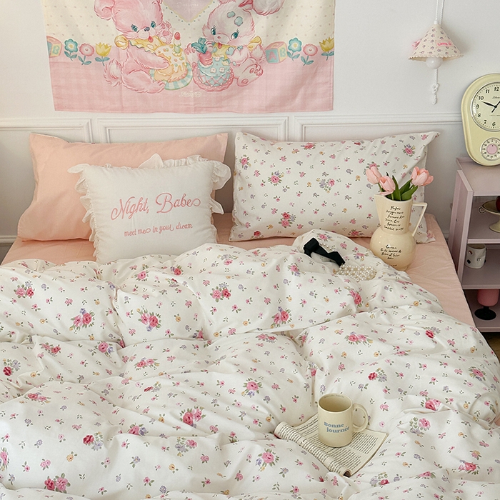 91家纺网 家纺一手货源 找家纺 昔可家纺 2024新款全棉春日复古印花四件套 尤梨