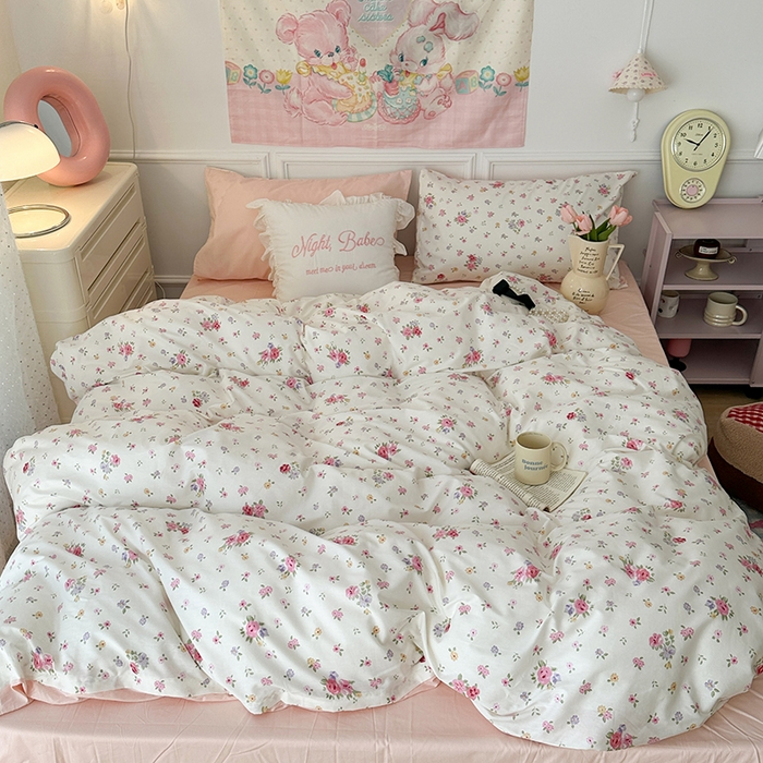 91家纺网 家纺一手货源 找家纺 昔可家纺 2024新款全棉春日复古印花四件套 尤梨