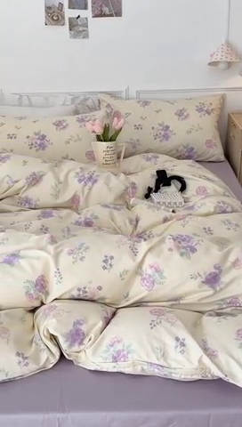 91家纺网 家纺一手货源 找家纺 （总）昔可家纺 2024新款全棉春日复古印花四件套