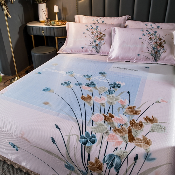 91家纺网 家纺一手货源 找家纺 大境 2024新款900d窝蜂冰丝凉席三件套 密语芬芳