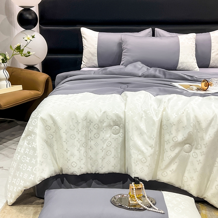 91家纺网 家纺一手货源 找家纺 梦之岛 2024新款水洗真丝提花空调被夏被四件套-路易公主 路易公主-灰
