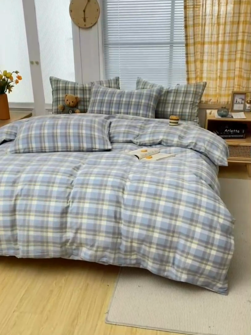 91家纺网 家纺一手货源 找家纺 （总）柠萌家居 2024新款A类全棉色织水洗棉无印风四件套