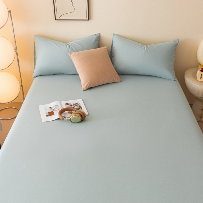 91家纺网 家纺一手货源 找家纺 寐眠 2024新款全棉水洗棉床单床笠单品-单床单 浅蓝