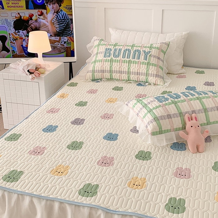 91家纺网 家纺一手货源 找家纺 昔可家纺 2024新款床裙款乳胶席 彩色小兔