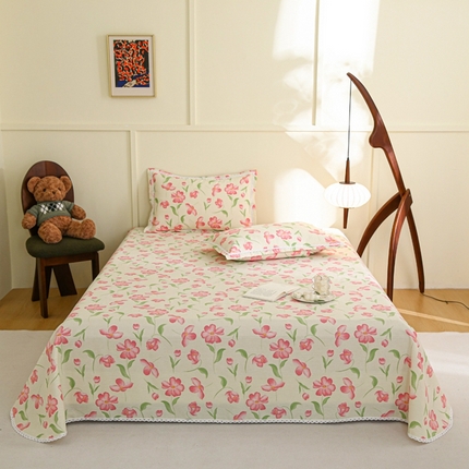 91家纺网 家纺一手货源 找家纺 （总）萌宝 2025老粗布新款纯棉细纱三枚缎卡帆布花边款软凉席床单提供买家秀