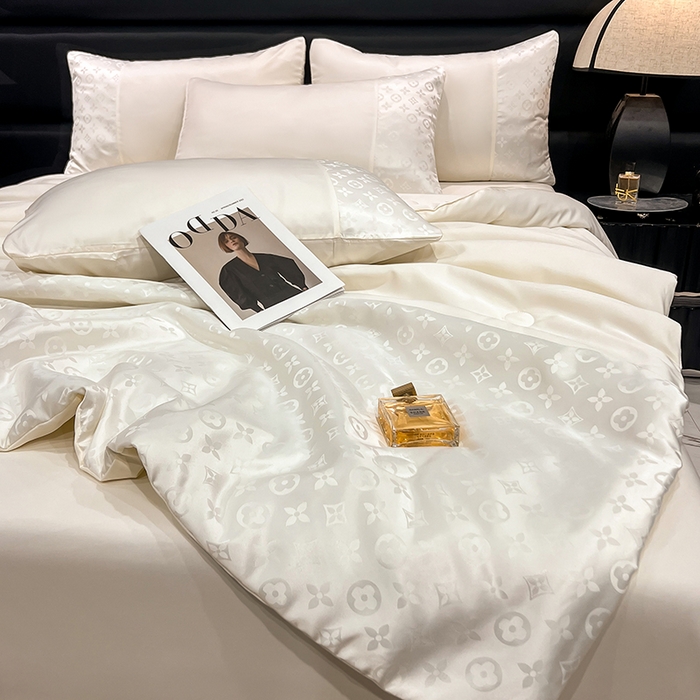 91家纺网 家纺一手货源 找家纺 梦之岛 2024新款水洗真丝提花空调被夏被四件套-路易公主 路易公主-奶白