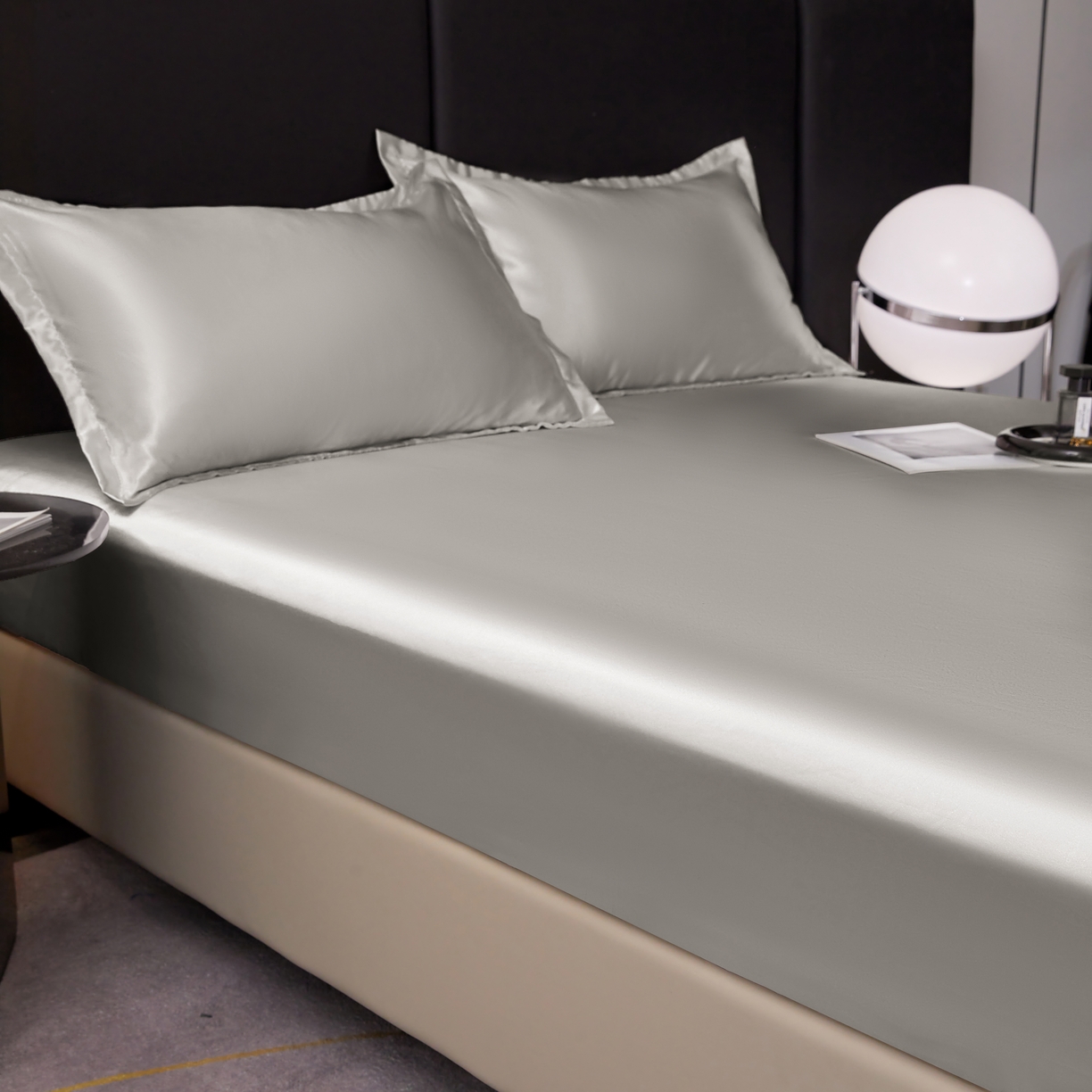 91家纺网 家纺一手货源 找家纺 梦舒羽 2025新款可水洗冰丝床垫保护套床笠三件套 典雅灰