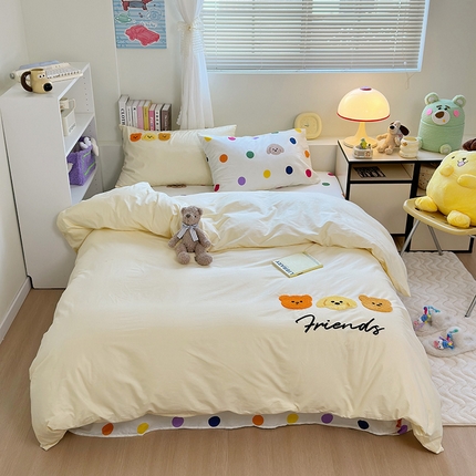 91家纺网 家纺一手货源 找家纺 澳萝拉 2024新款纯棉毛巾绣卡通四件套 酥酥熊