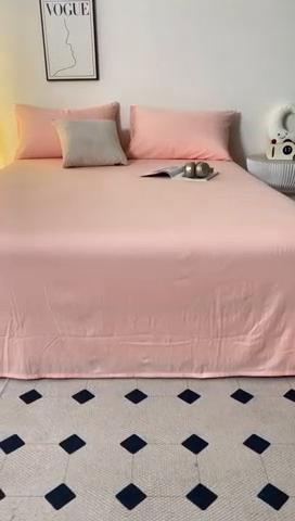 91家纺网 家纺一手货源 找家纺 寐眠 2024新款全棉水洗棉床单床笠单品-单床单 浅粉