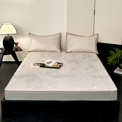 三味舒屋 2025新款抗菌防螨900D高端养生冰藤席--马汀系列 马汀咖床笠