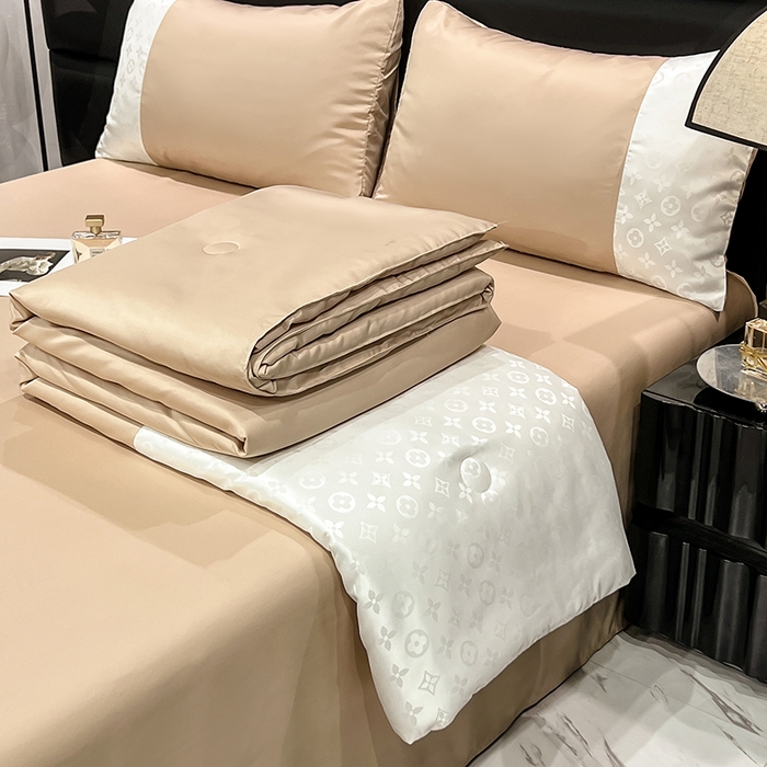 91家纺网 家纺一手货源 找家纺 梦之岛 2024新款水洗真丝提花空调被夏被四件套-路易公主 路易公主-香槟