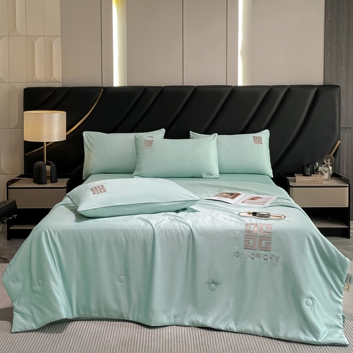 91家纺网 家纺一手货源 找家纺 露梦家纺 2025新款水洗真丝刺绣夏被-梵希 梵希-薄荷绿