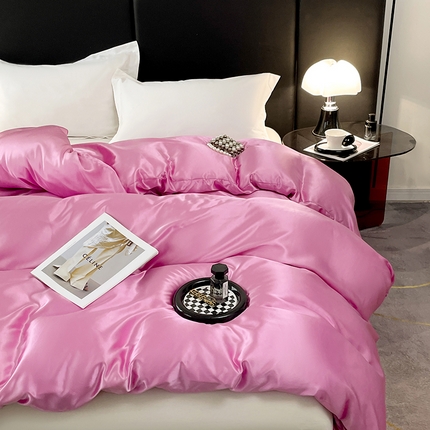 91家纺网 家纺一手货源 找家纺 （总）圣比熊 2025新款可水洗冰丝被套双人床被套带同款床单床笠四件套