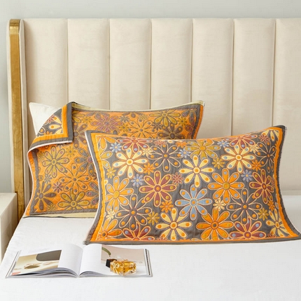 91家纺网 家纺一手货源 找家纺 （总）朴尔-2024全棉四层纱布色织提花宽边时尚枕巾系列52*78一对