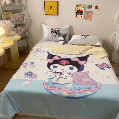 91家纺网 家纺一手货源 找家纺 （总）博雅 2024新款三丽鸥凉感丝凉席夏被套件