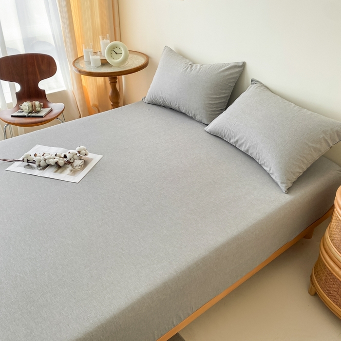 91家纺网 家纺一手货源 找家纺 寐眠 2024新款全棉水洗棉床单床笠单品-单床笠 冷灰