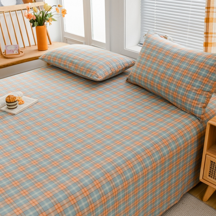 91家纺网 家纺一手货源 找家纺 柠萌家居 2024新款A类全棉色织水洗棉无印风四件套 芳华绿