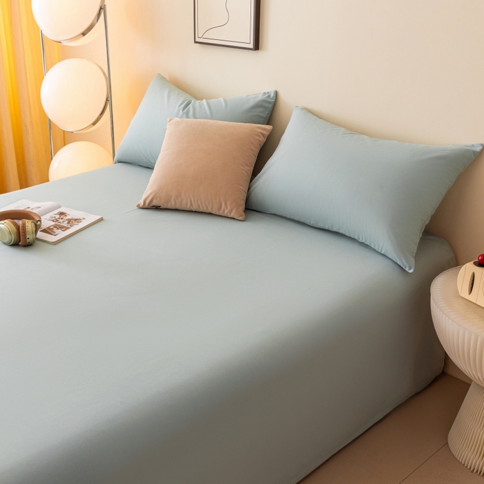 91家纺网 家纺一手货源 找家纺 寐眠 2024新款全棉水洗棉床单床笠单品-单床单 浅蓝