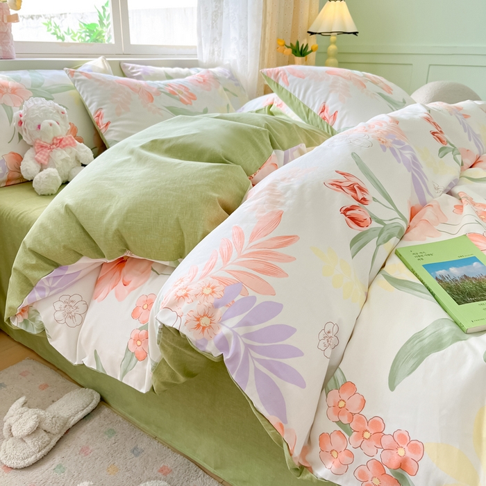 91家纺网 家纺一手货源 找家纺 芊寻家居 2024新款全棉13372花卉系列四件套 楚楚动人