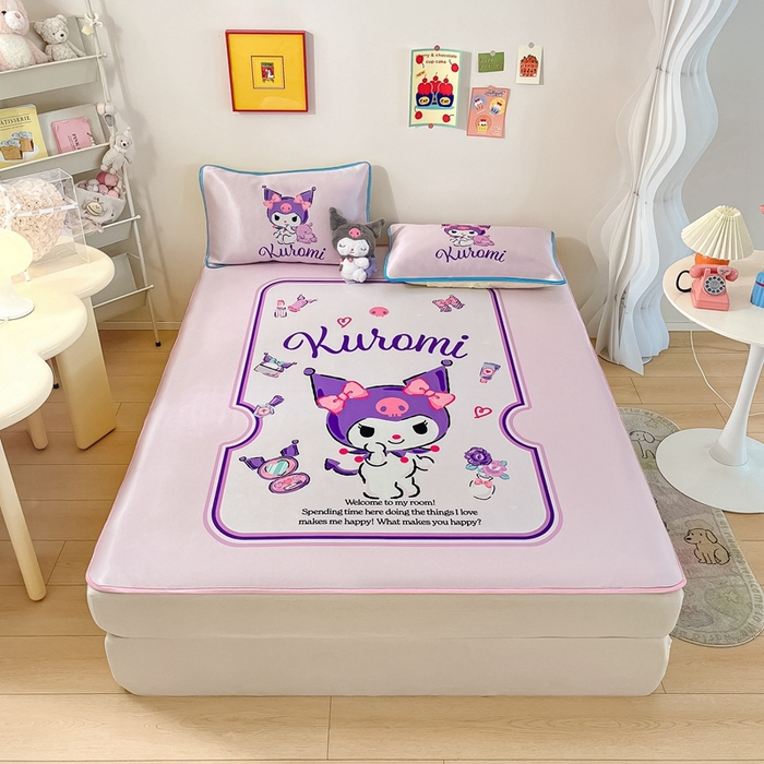 91家纺网 家纺一手货源 找家纺 博雅 2024新款三丽鸥凉感丝凉席夏被套件 大版-心动库洛米