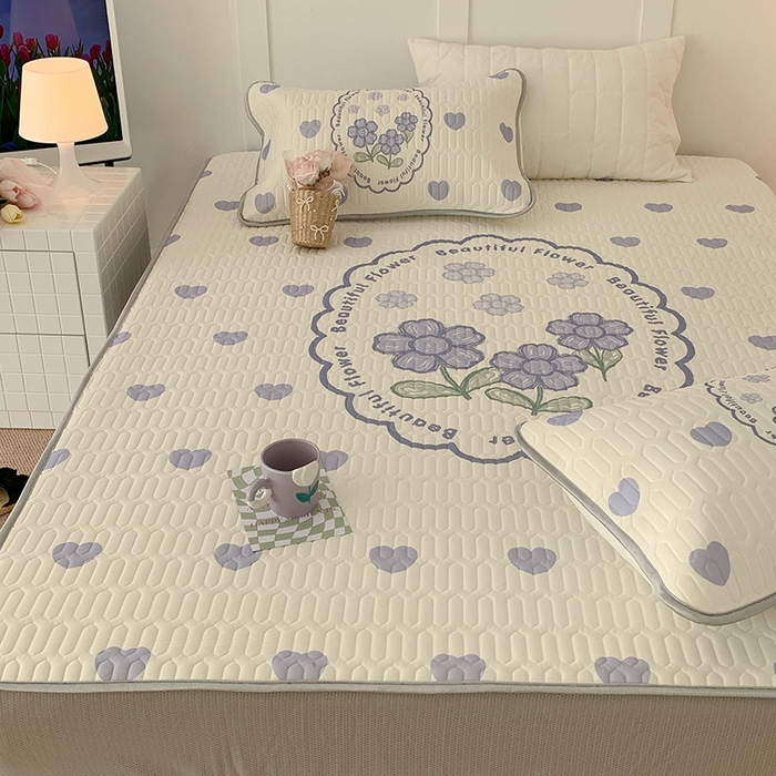 91家纺网 家纺一手货源 找家纺 昔可家纺 2024新款床笠款乳胶席 紫爱心小花朵