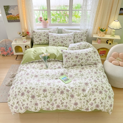 芊寻家居 2024新款全棉13372花卉系列四件套 静谧