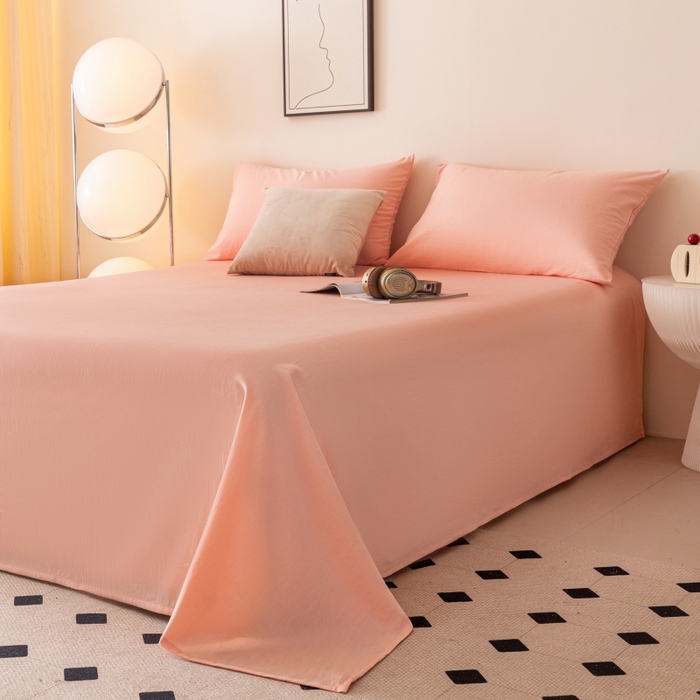 91家纺网 家纺一手货源 找家纺 寐眠 2024新款全棉水洗棉床单床笠单品-单床单 浅粉