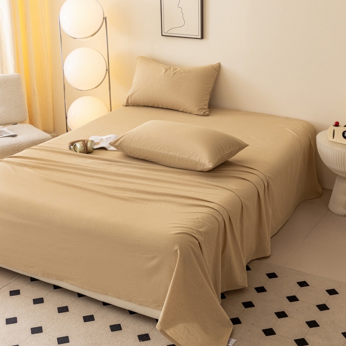 91家纺网 家纺一手货源 找家纺 寐眠 2024新款全棉水洗棉床单床笠单品-单床单 浅咖