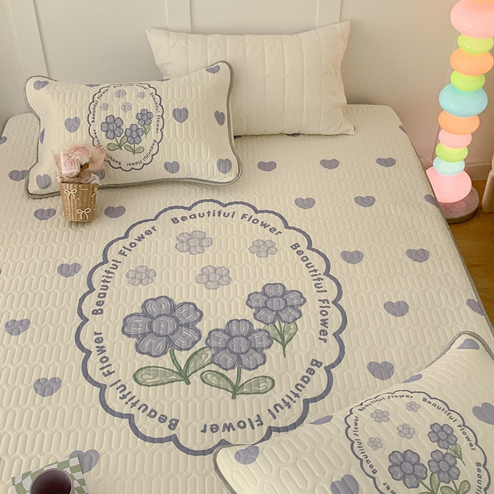 91家纺网 家纺一手货源 找家纺 昔可家纺 2024新款床笠款乳胶席 紫爱心小花朵