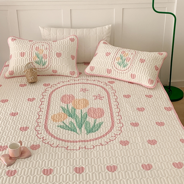 91家纺网 家纺一手货源 找家纺 昔可家纺 2024新款床笠款乳胶席 粉爱心郁金香